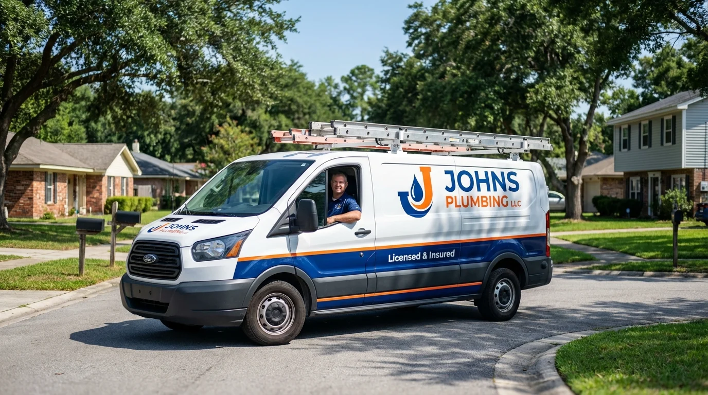Johns Plumbing LLC service van in Shinnston, WV