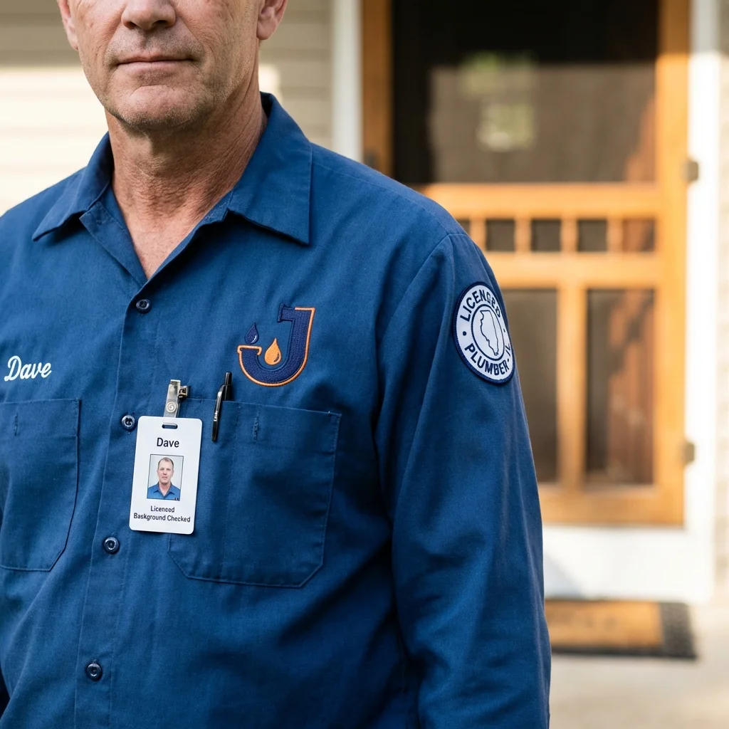 Licensed plumber showing ID badge in Shinnston, WV