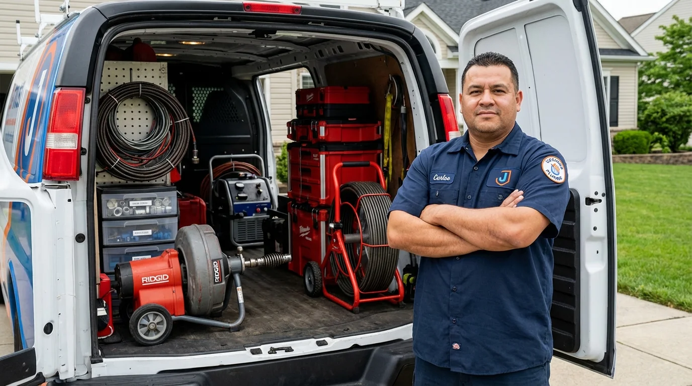 Professional drain cleaning equipment and Johns Plumbing LLC plumber in Shinnston
